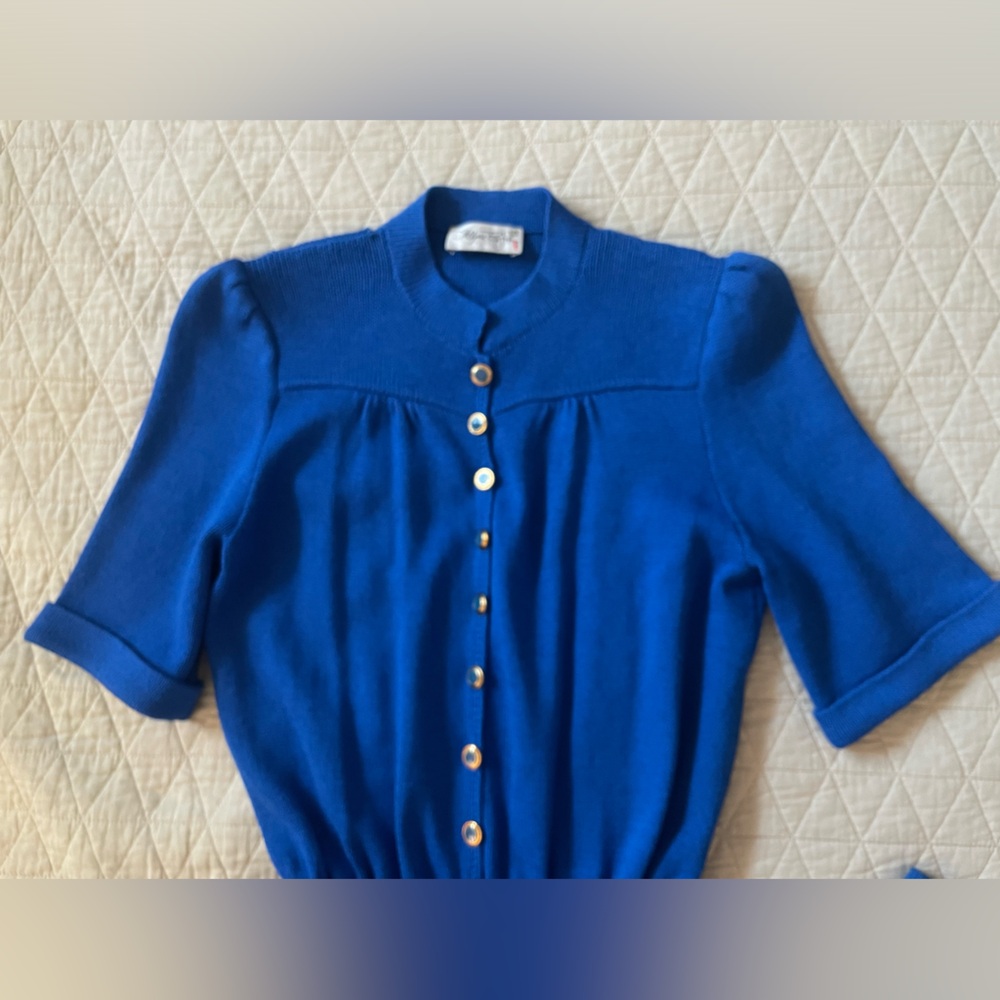 ST. JOHN Vintage Ultra Rare Script 80's Label Santana Knit Blue Jumpsuit Size 6? - Picture 4 of 9
